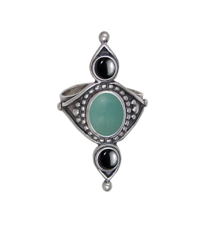 Sterling Silver Royal Ring With Aventurine And Amethyst Size 6